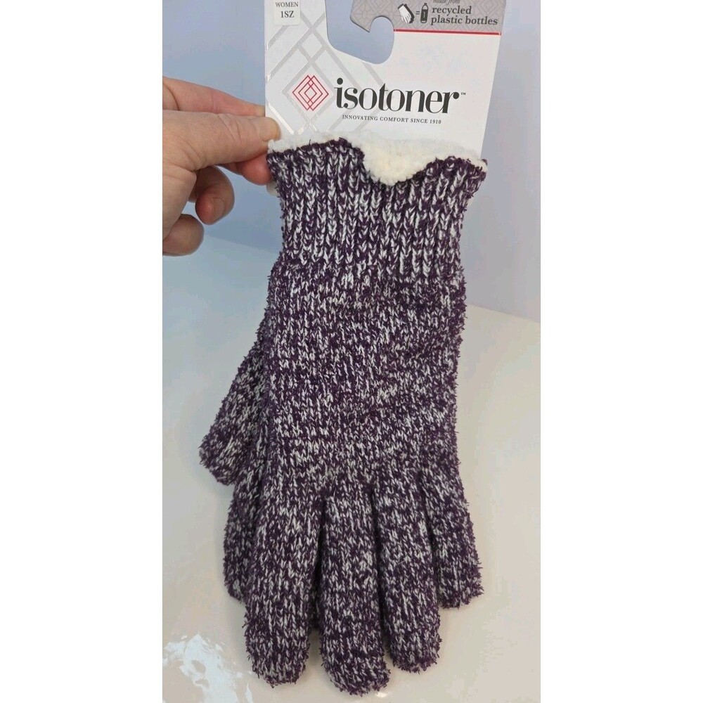 Brand new women's 1 Sz Isotoner purple heather sherpa gloves - Recycled Bottles